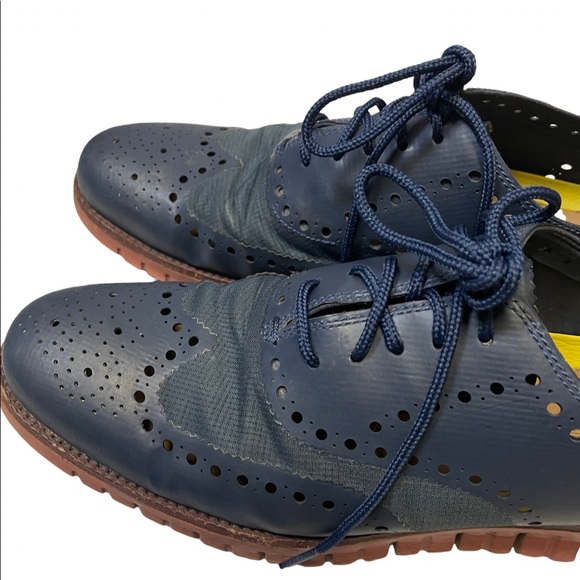 Cole Haan Zerogrand Wingtip Oxford Navy Blue Leather Lace Up Men 10.5 M - Picture 8 of 16